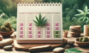 A serene image showing a calendar marking the days of a cannabis tolerance break.