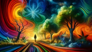 Surreal dreamscape symbolizing intense dreams after cannabis withdrawal