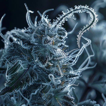 Close-up of frost-covered cannabis