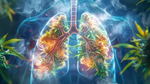 Human lungs absorbing cannabinoids