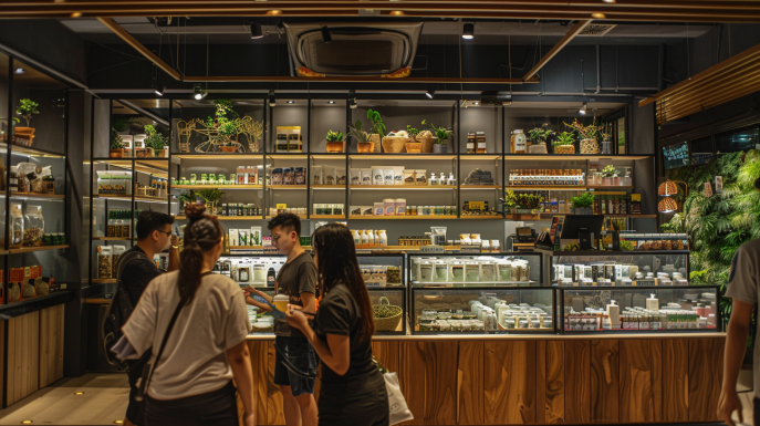 Cannabis shop with legal information in Bangkok