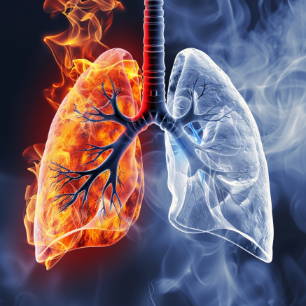 Healthy lung versus lung damaged by smoking